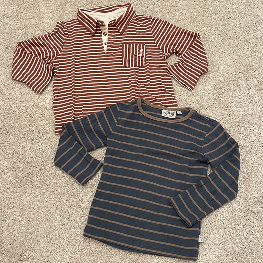 Set of 2, long sleeve cotton shirts, size 5